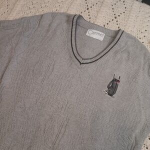 Vtg Carmel XL Sweater Embossed‎ Golf Bag AOP Embroidered USA Made Cotton Rare